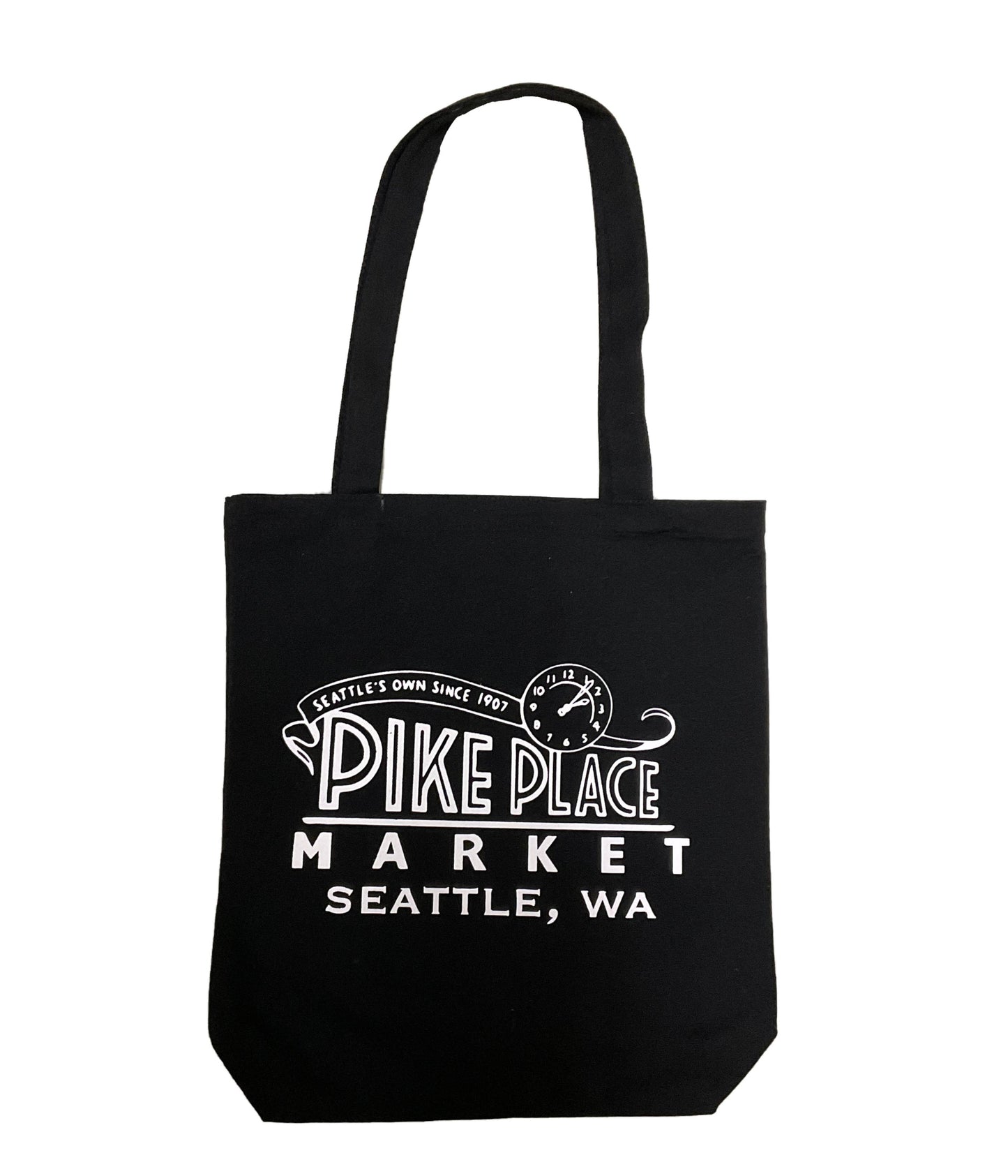 Seattle Pike Place Clock Tote Bag Black