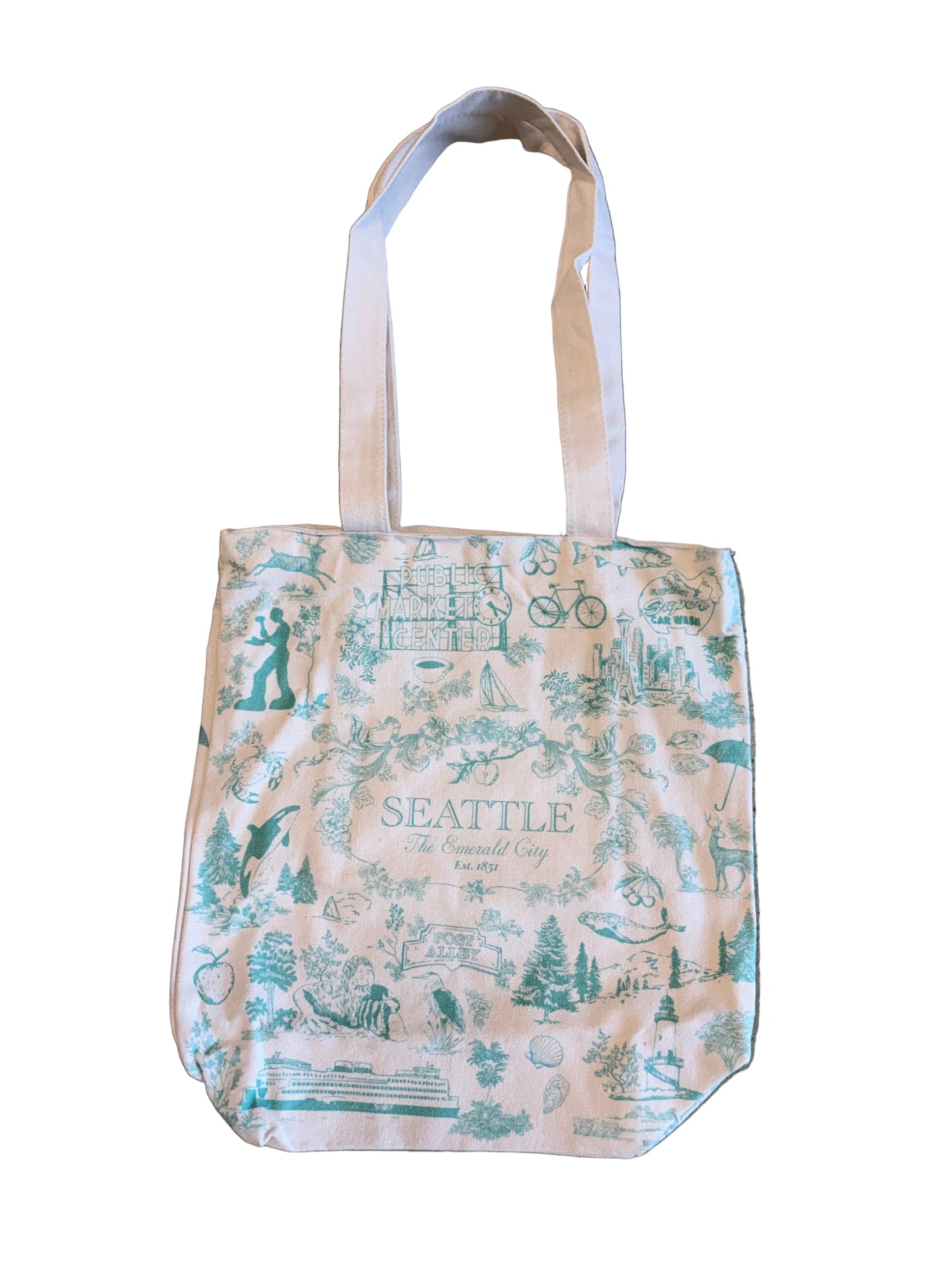 Classic Seattle Zipper Tote Bag
