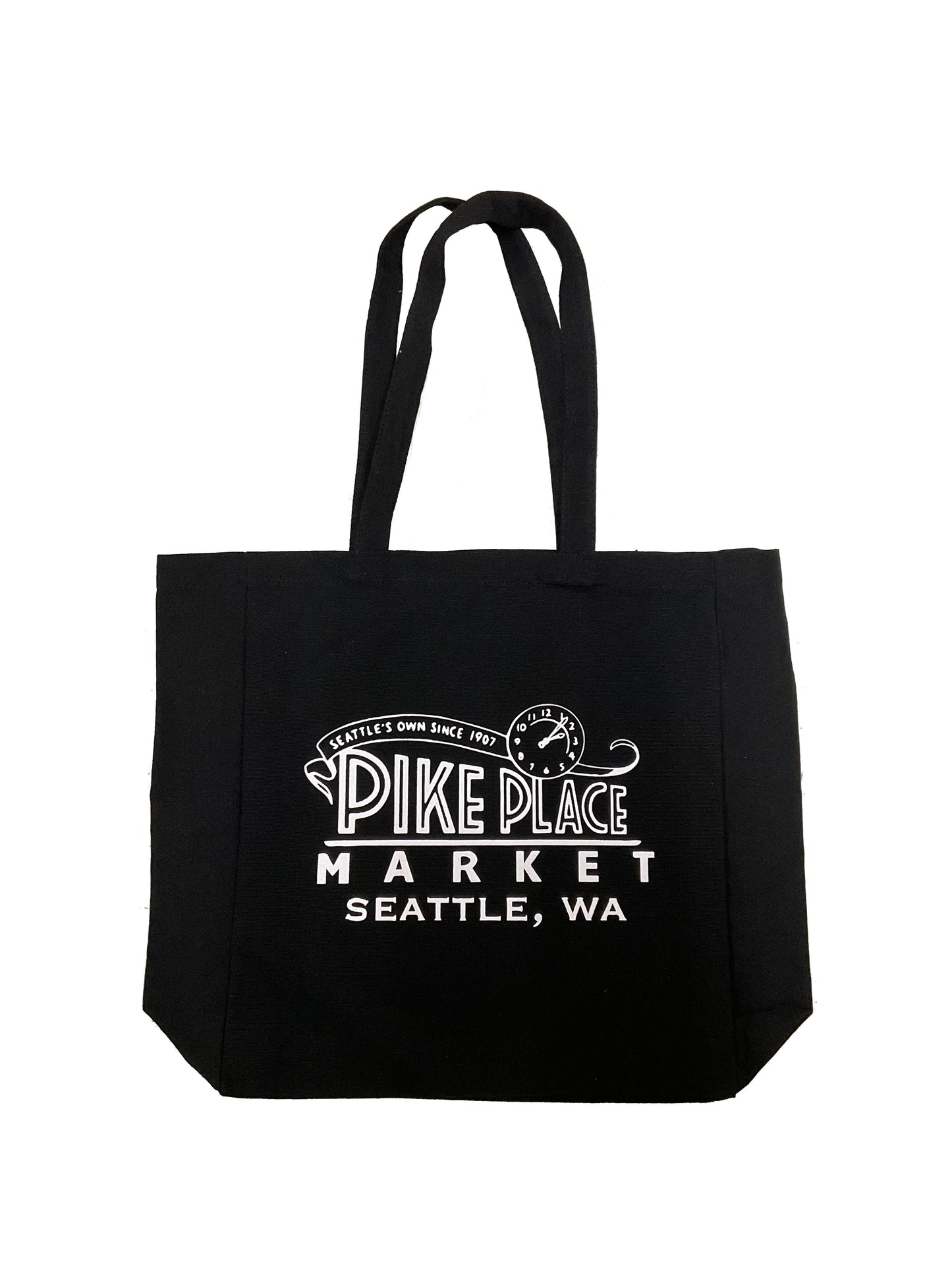 Seattle Pike Place Clock Tote Bag Black