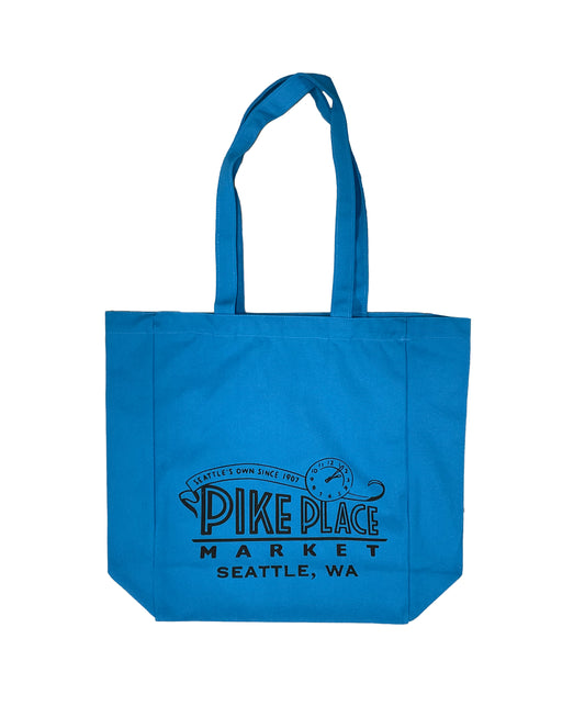 Seattle Pike Place Clock Tote Bag Blue